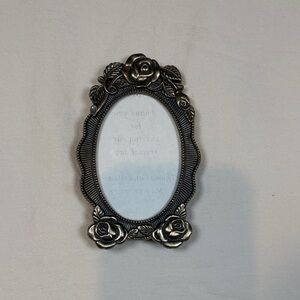 Ornate Rose Oval Wall Mirror - Antique Silver Finish